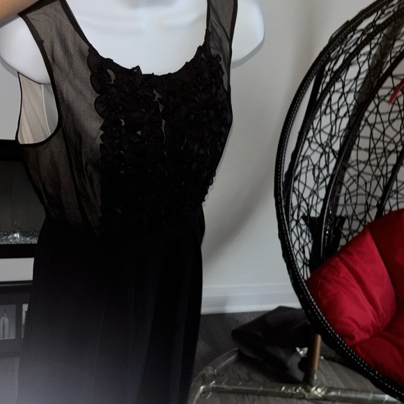 Max and Cleo Elegant Black ruffle sheer Sleeveless Dress Sz M - Picture 7 of 12